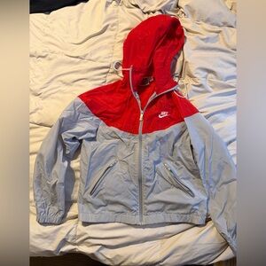Nike Kids Red and Gray Raincoat